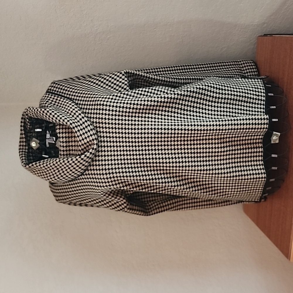 Calvin Klein Women's Cowl Neck Sweater Black and Brown Houndstooth Size Small